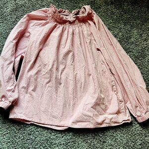 J crew pink and white 3/4 sleeve shirt
